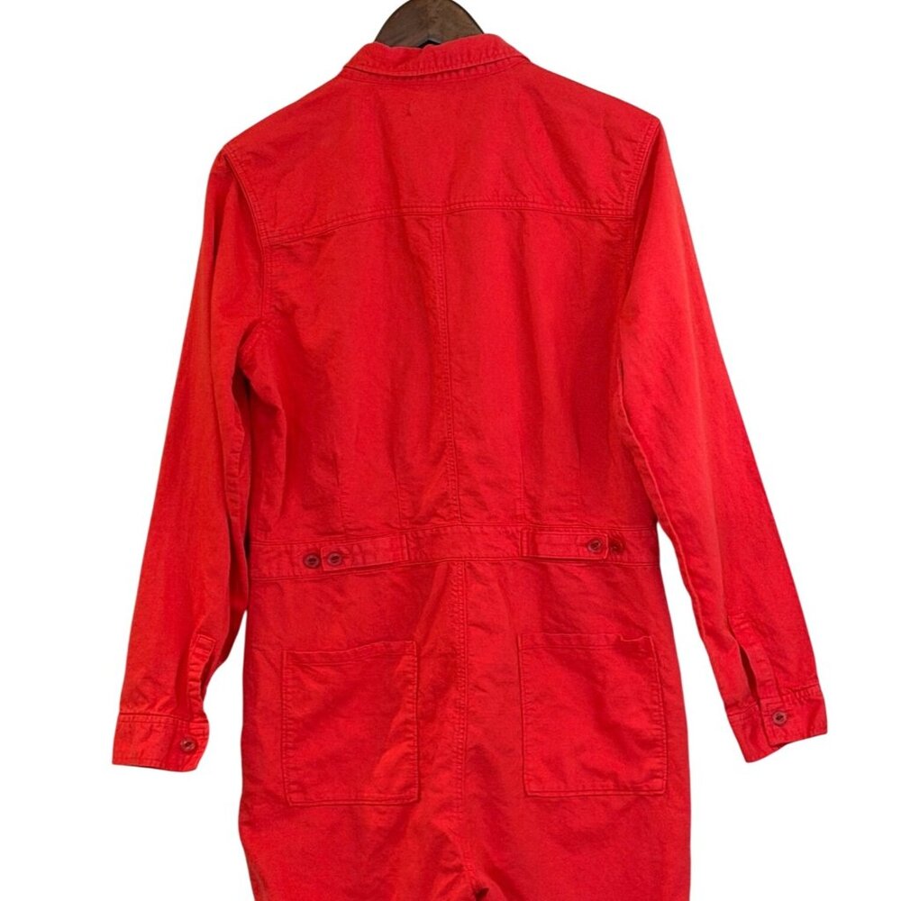 Outerknown Button Long Sleeve Jumpsuit Orange Coral Loungewear Size Medium - Picture 8 of 12